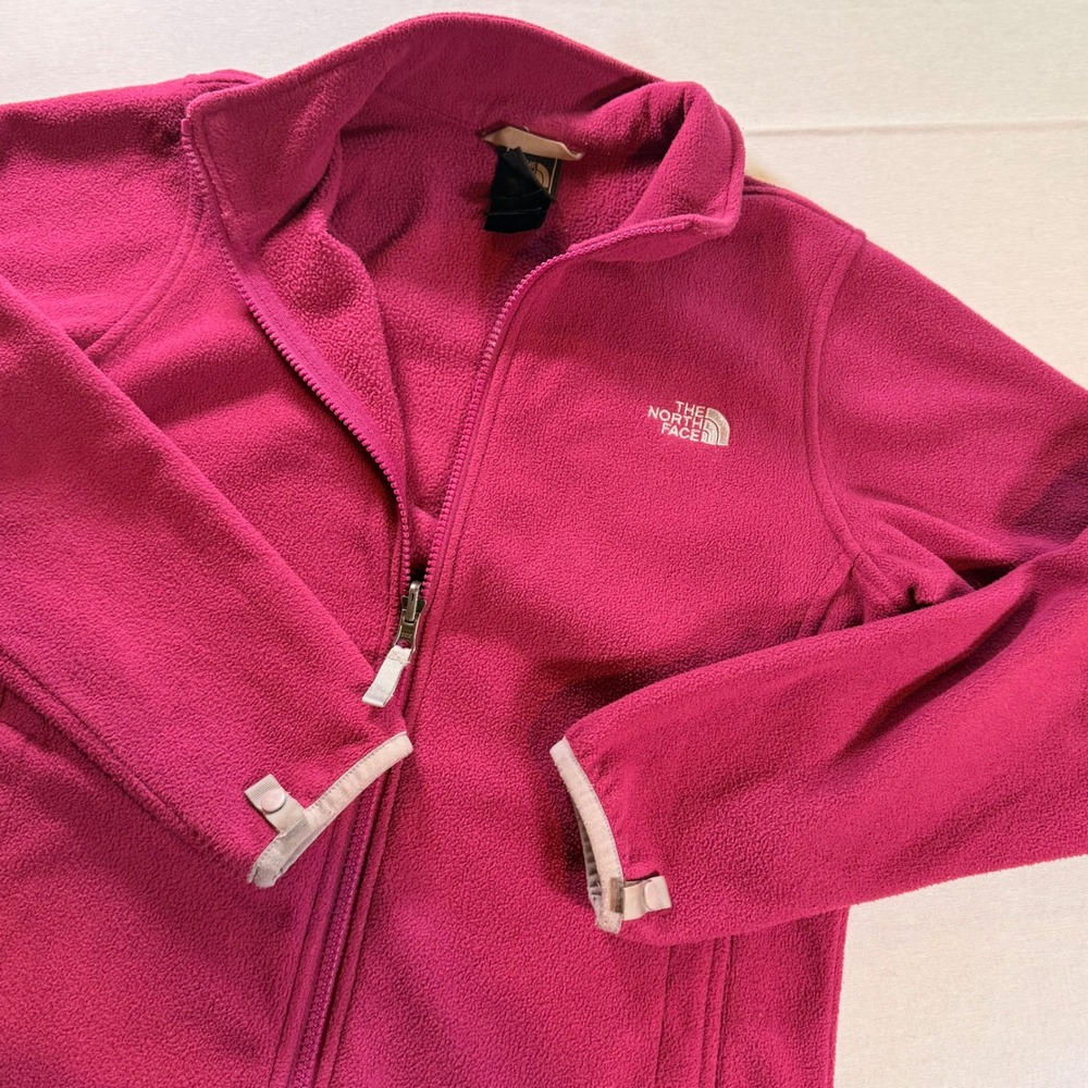 The North Face Fleece Jacket Girl Big Kids L 14/16‎ Pink Full Zip Logo Gorpcore